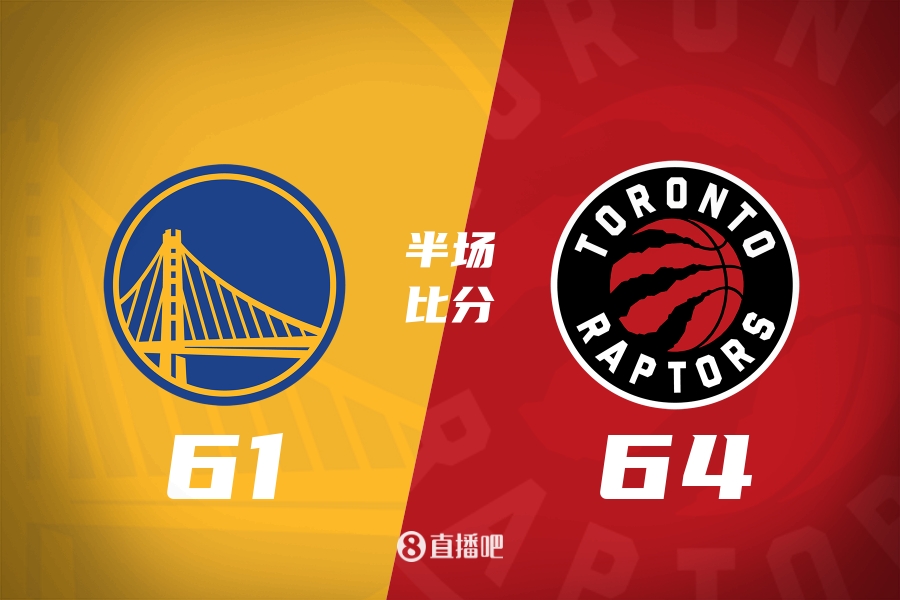 穆迪15分&库里14+5 克莱首发0分 巴雷特14分 勇士半场落后猛龙3分