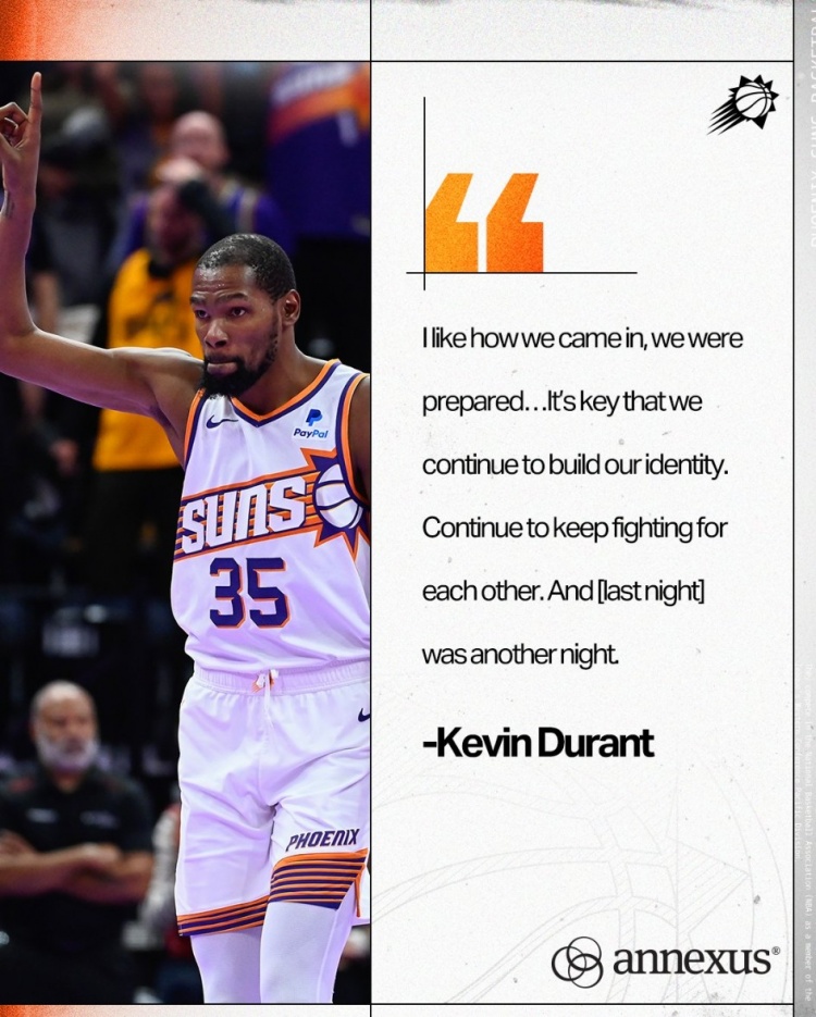 杜兰特：喜欢昨天我们进入比赛的方式 要继续为彼此而战