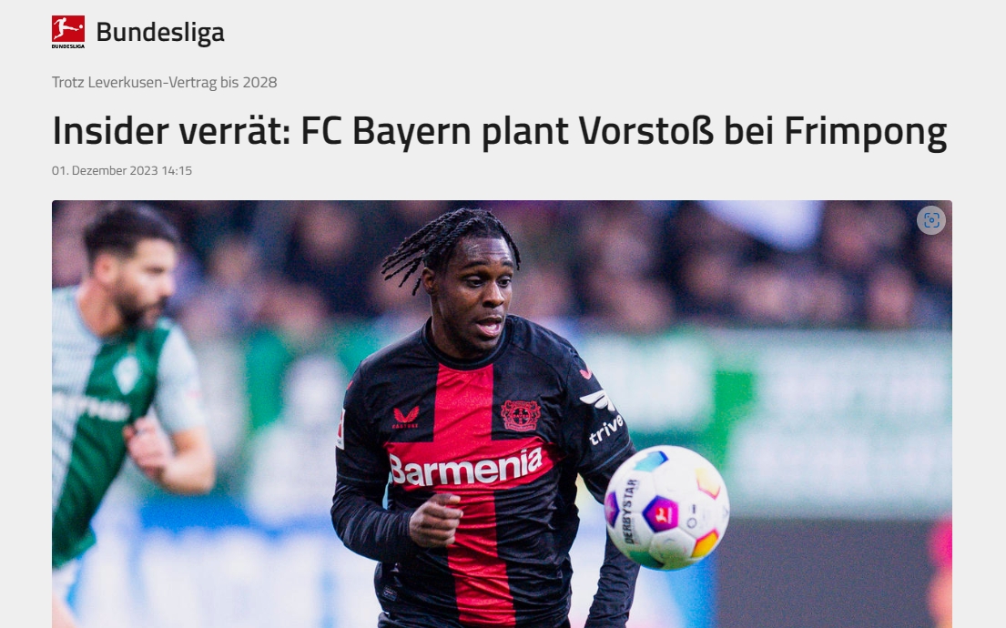 法尔克:拜仁内部讨论引进弗林蓬,但萨利在任时搁置了这个议题