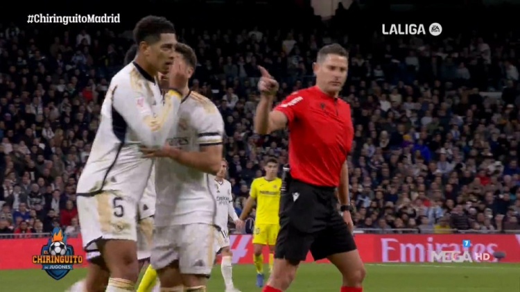 贝林厄姆被铲后鼓动球迷，遭到裁判警告：给我小心点