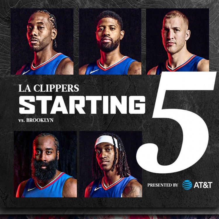 快船首发：登卡椒+曼恩&普拉姆利 篮网首发：大桥&克拉克斯顿领衔