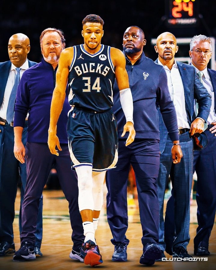 自雄鹿在2013年选中字母哥后 球队已经更换了5名主教练