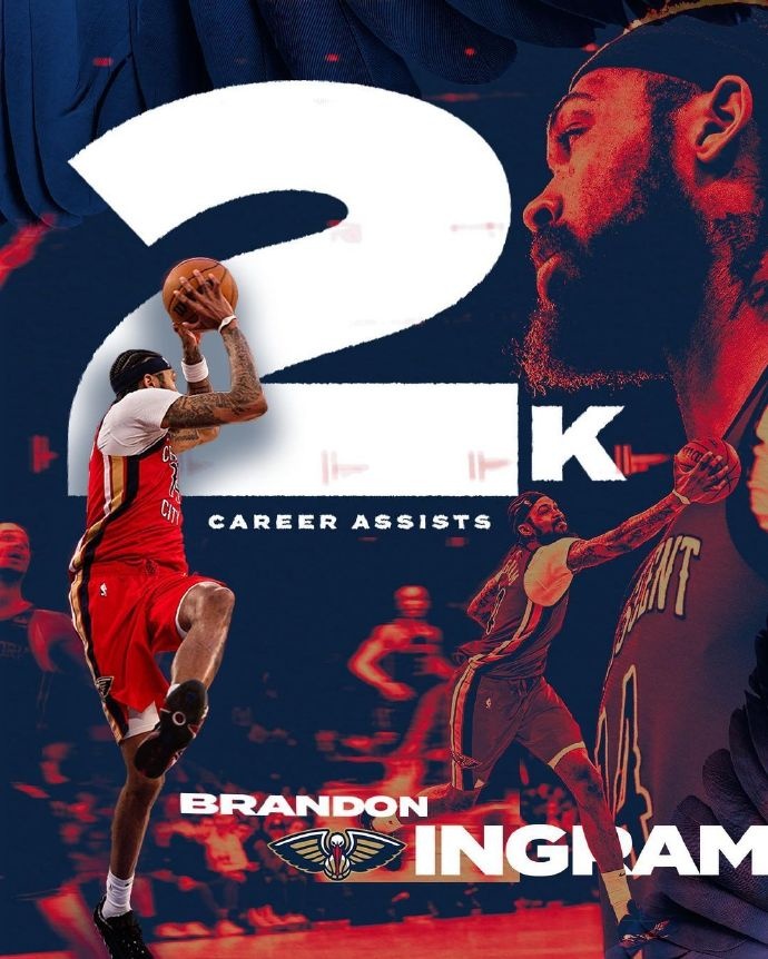 小里程碑！英格拉姆生涯助攻数突破2000关口